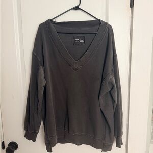 Aerie oversized Charcoal V-Neck Pullover Sweatshirt